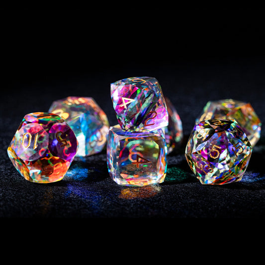 虹色クリスタルダイヤモンドカット7ピースダイスセット