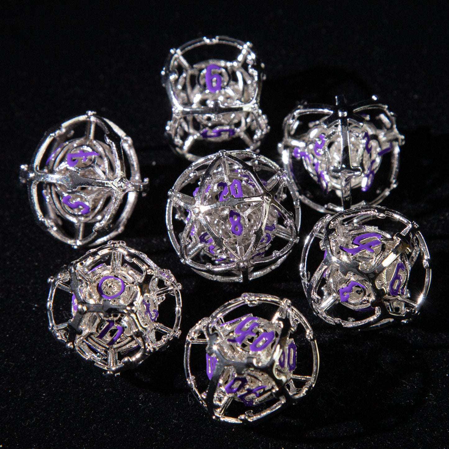 D&D Hollowed Metal Dice Set Cthulhu (Purple and Sliver)