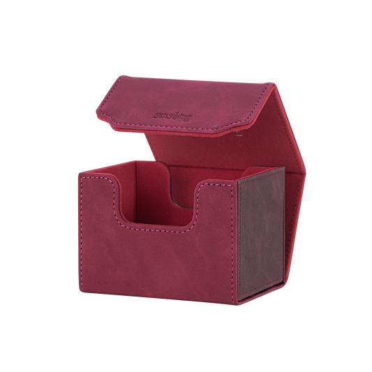 Horizontal Color-Block Pu Deck Box Red with 1 Divider