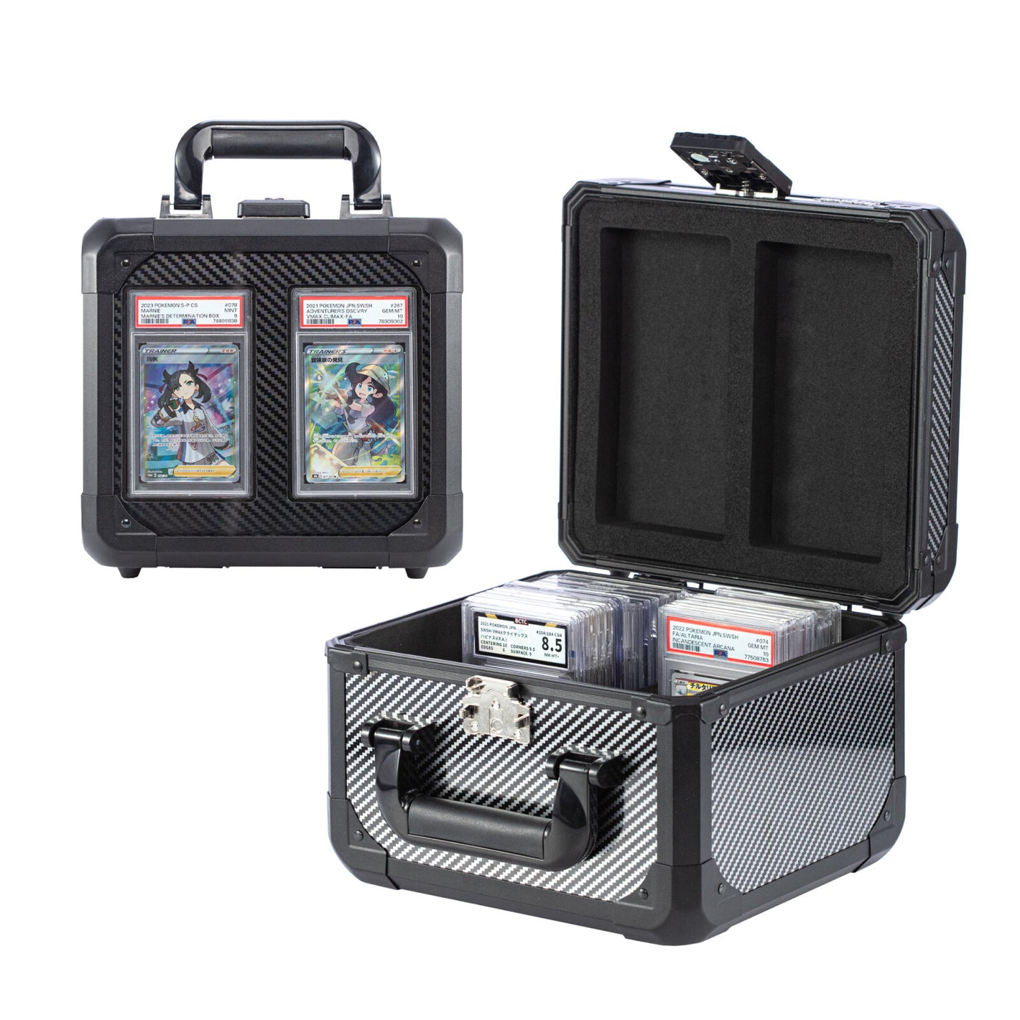 Carbon Fiber Graded Card Storage Box (2 & 3 Compartment)