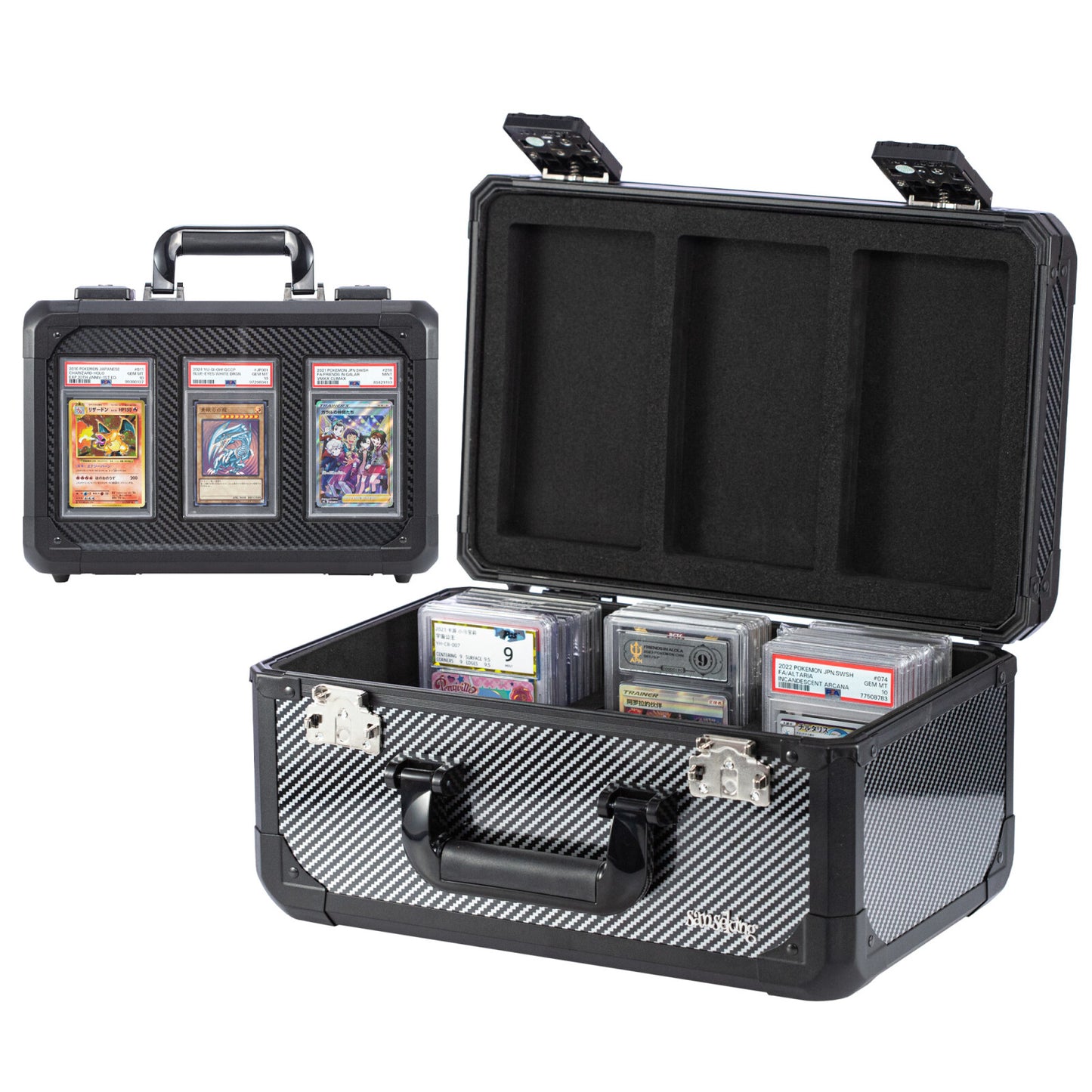 Carbon Fiber Graded Card Storage Box (2 & 3 Compartment)