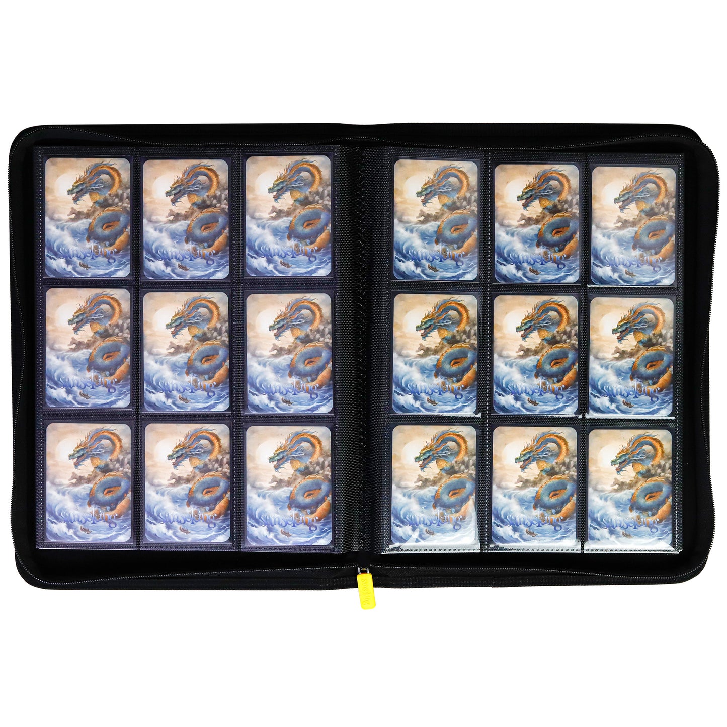 Black Grid 4/9/12-Pocket PU Binder with Waffle Pages