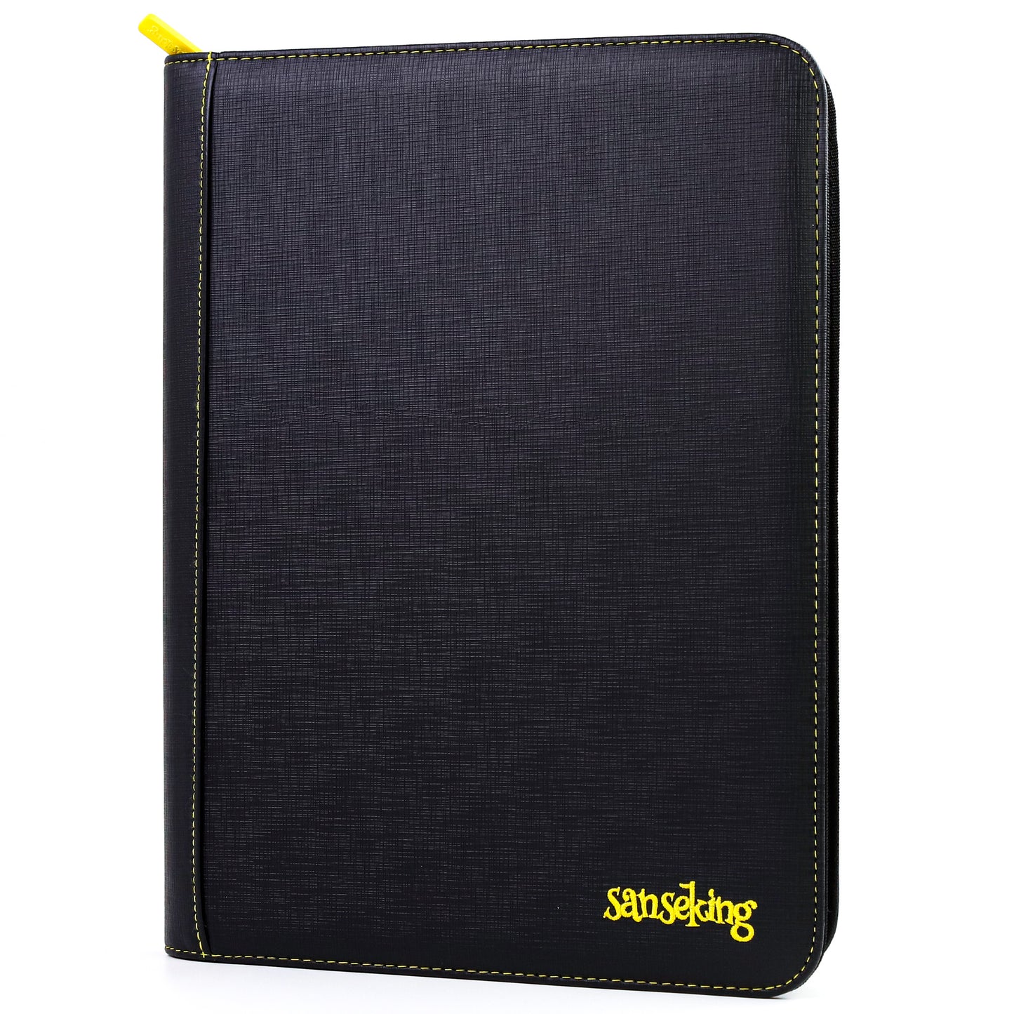 Black Grid 4/9/12-Pocket PU Binder with Waffle Pages