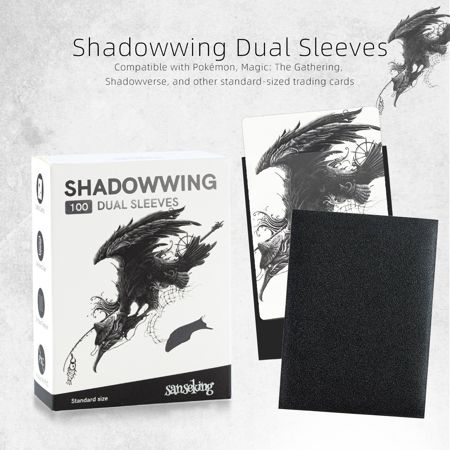 blackwing card sleeves Shadowwing TCG Dual - Professional Matte Sleeves 88 mm (2x3) Deck:Draconic Rage Yugioh Full Art Custom pokemon tcg india