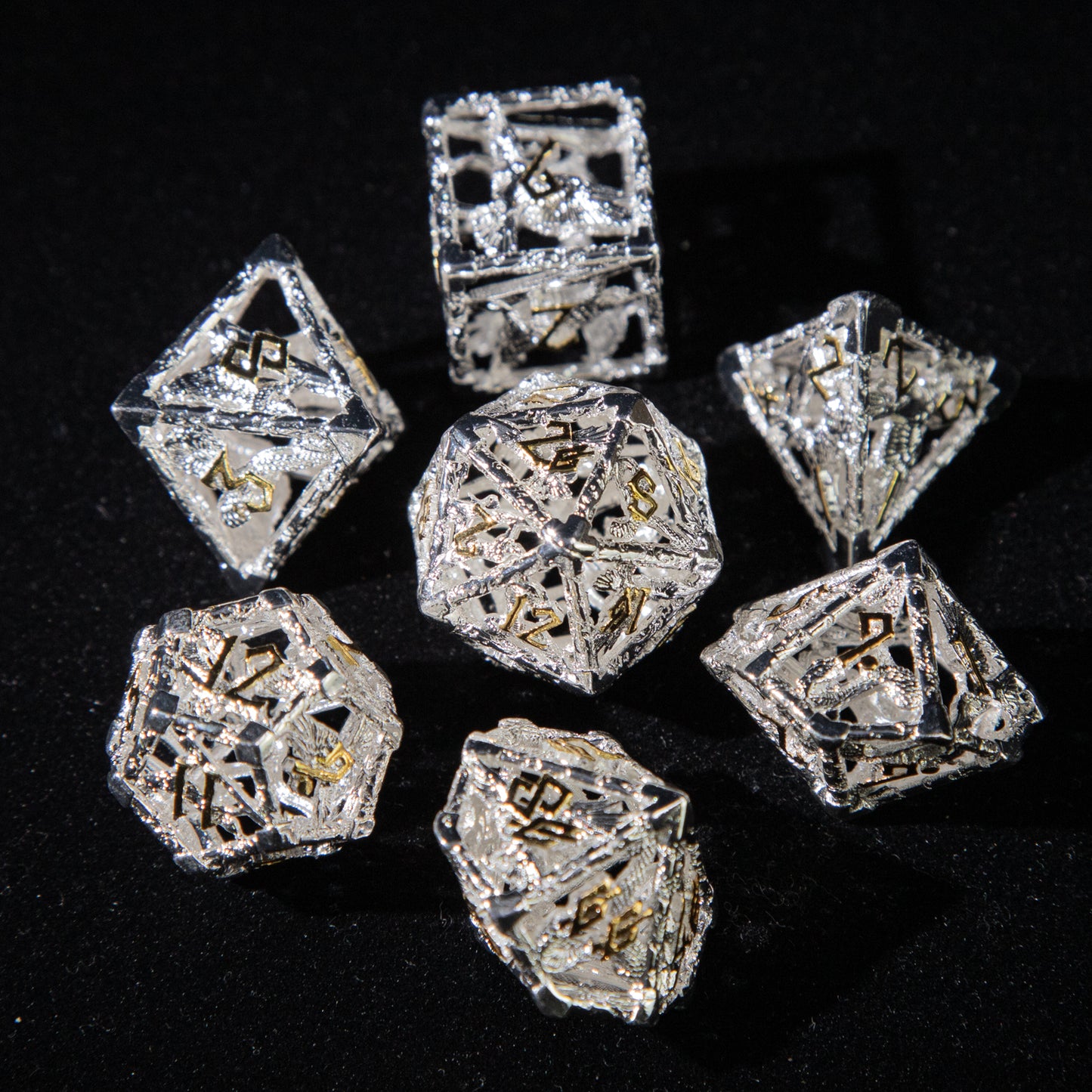 D&D Hollowed Metal Dice Set Cthulhu (Silver)
