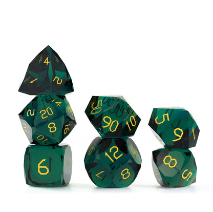 Ensemble de 7 dés Cypress Green à facettes diamantées 