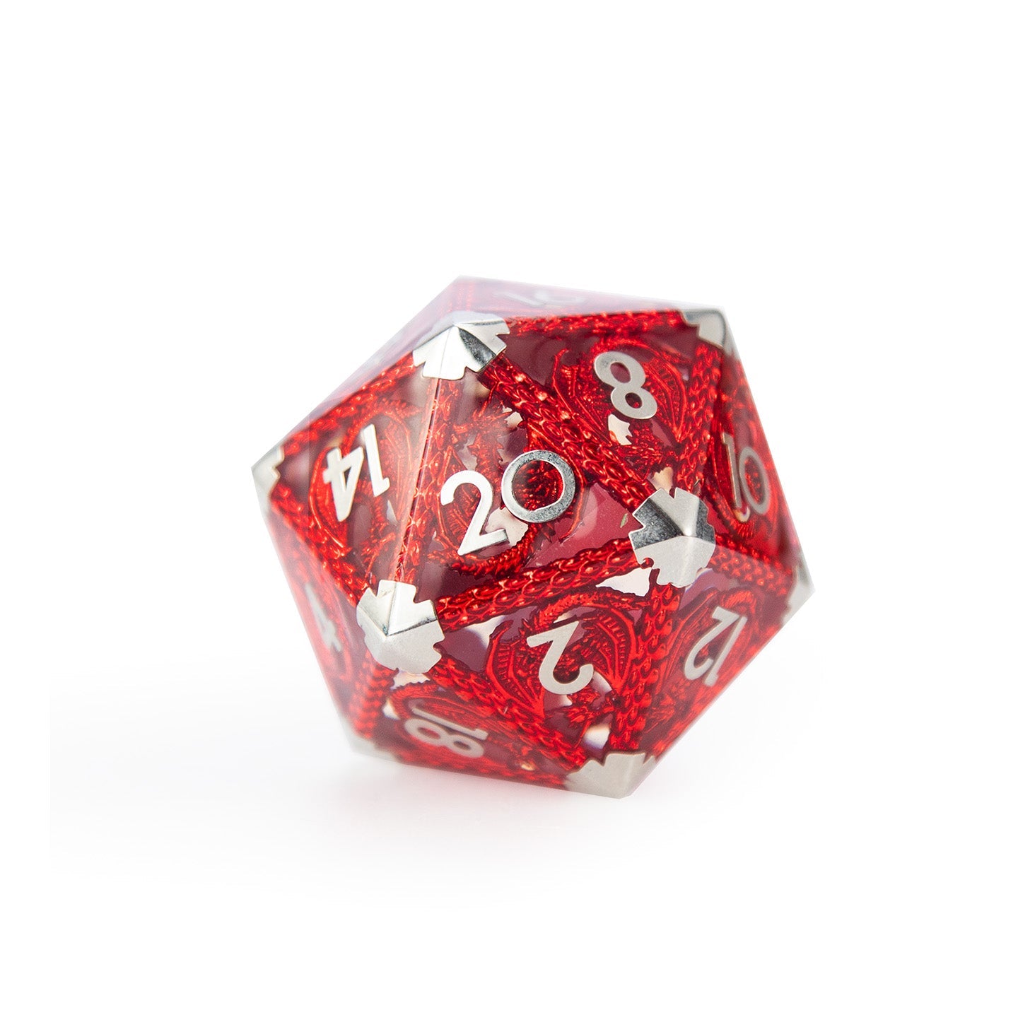 Flamme du Dragon Cramoisi - Dé à 20 faces (D20) - 40 mm 