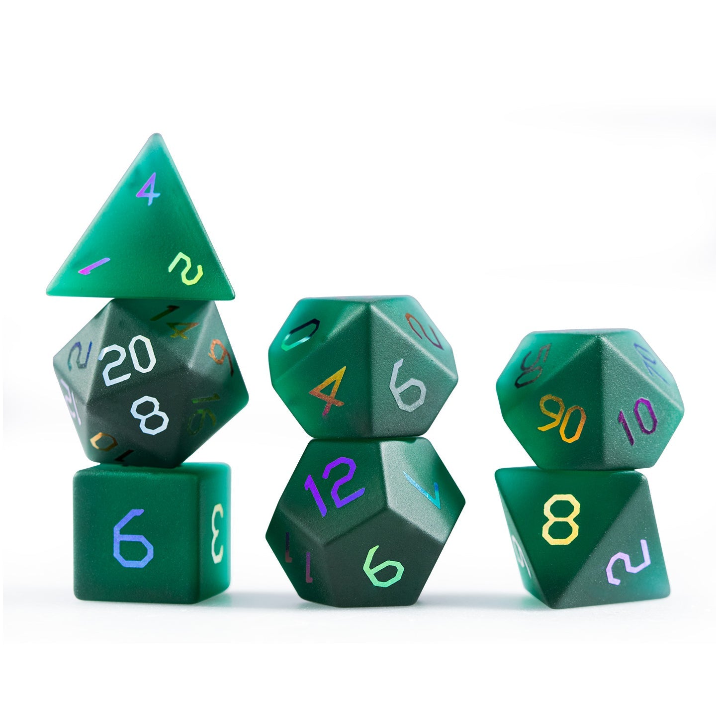 Pine Green Plated Polyhedral Dice Set | Forest Green DND Dice