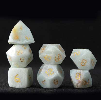 Ensemble de 7 dés en amazonite brésilienne taillée en diamant 
