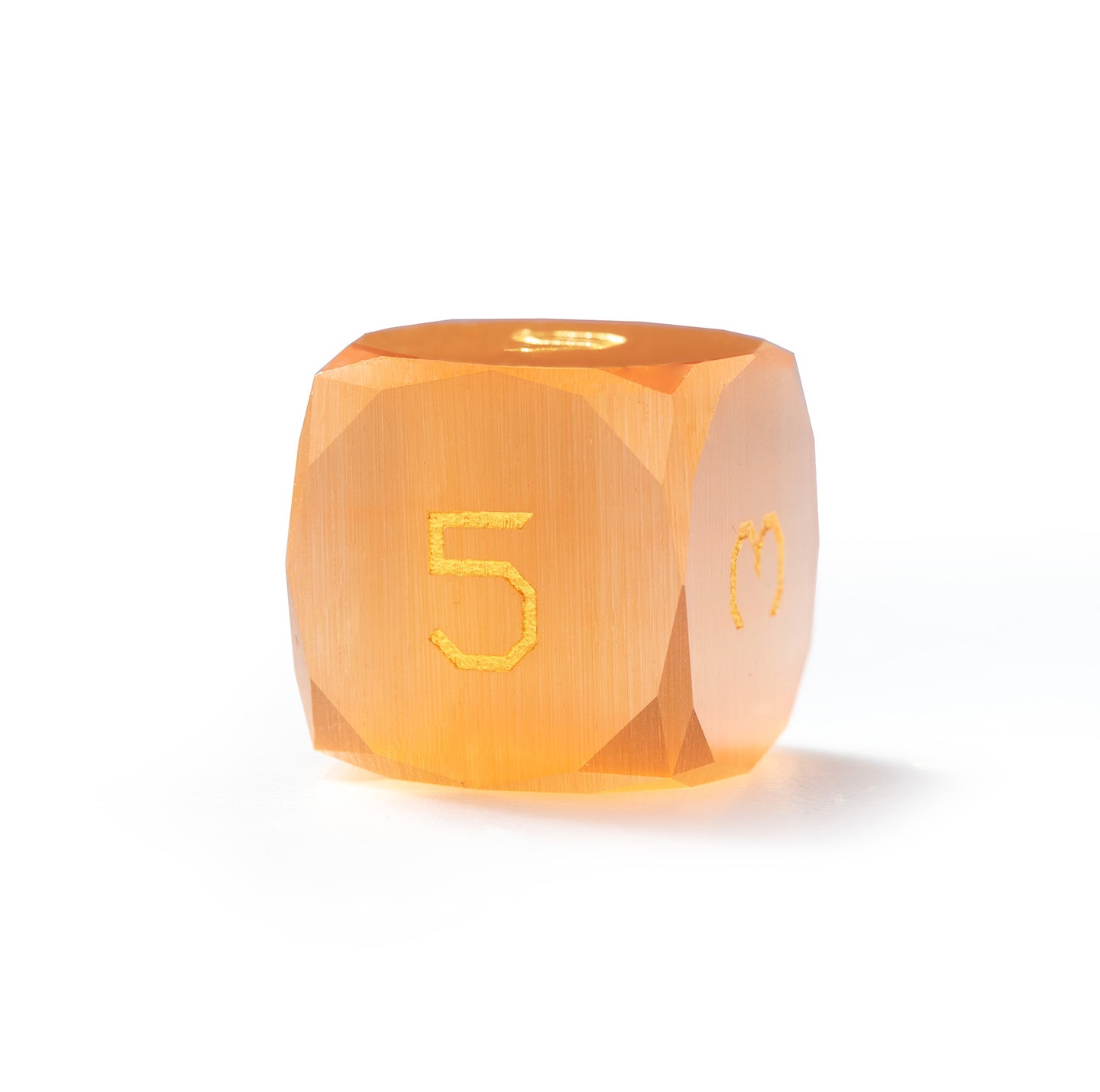 Amber Cat’s Eye Crystal Diamond-Cut 7-Piece Dice Set