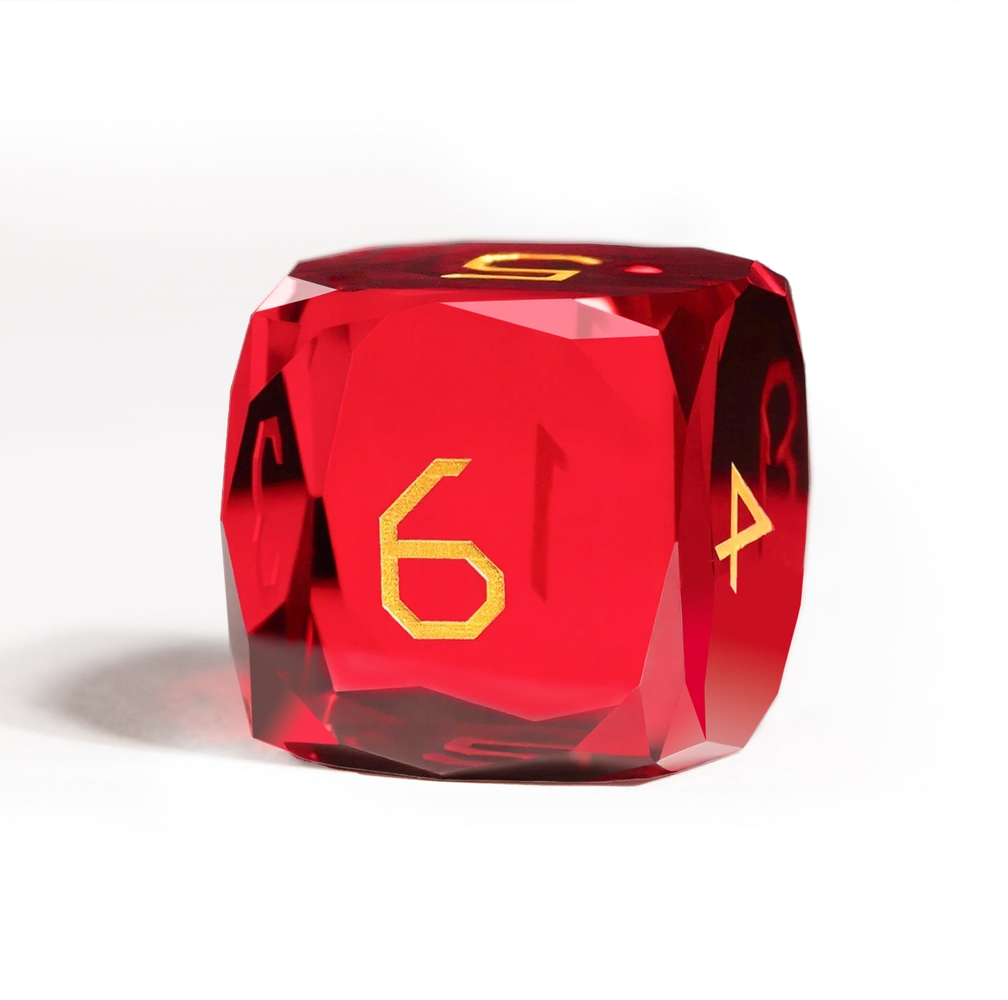 Ensemble de 7 dés en cristal rouge taillé en diamant 