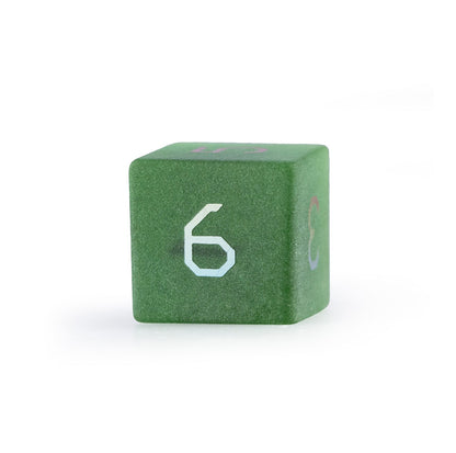 Ensemble de 7 dés polyédriques plaqués œil-de-chat émeraude 