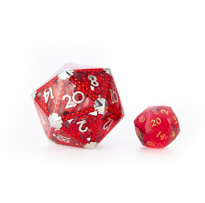 Flamme du Dragon Cramoisi - Dé à 20 faces (D20) - 40 mm 