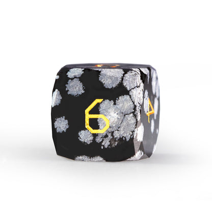 Ensemble de 7 dés en obsidienne flocon de neige taillée en diamant 