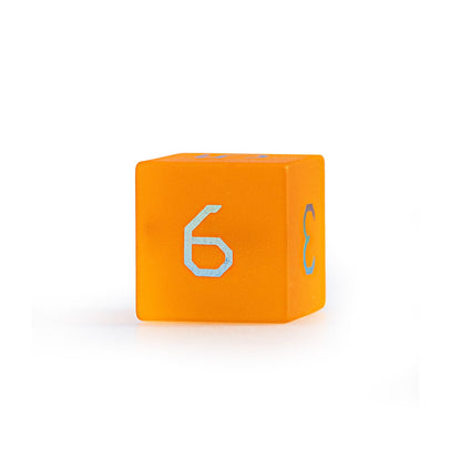 Ensemble de 7 dés polyédriques en verre plaqué orange ambré 