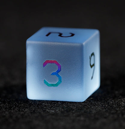 スカイブルーガラスメッキ多面体ダイス7個セット