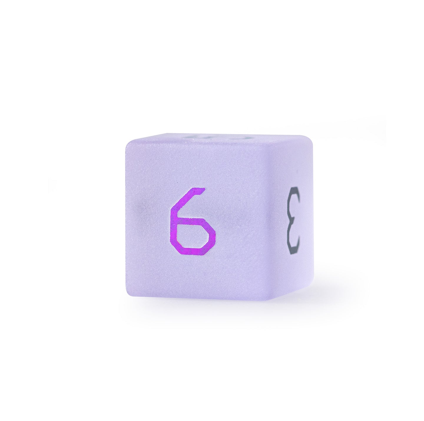 Ensemble de 7 dés polyédriques plaqués verre violet améthyste 