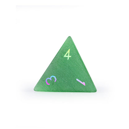 Ensemble de 7 dés polyédriques plaqués œil-de-chat émeraude 