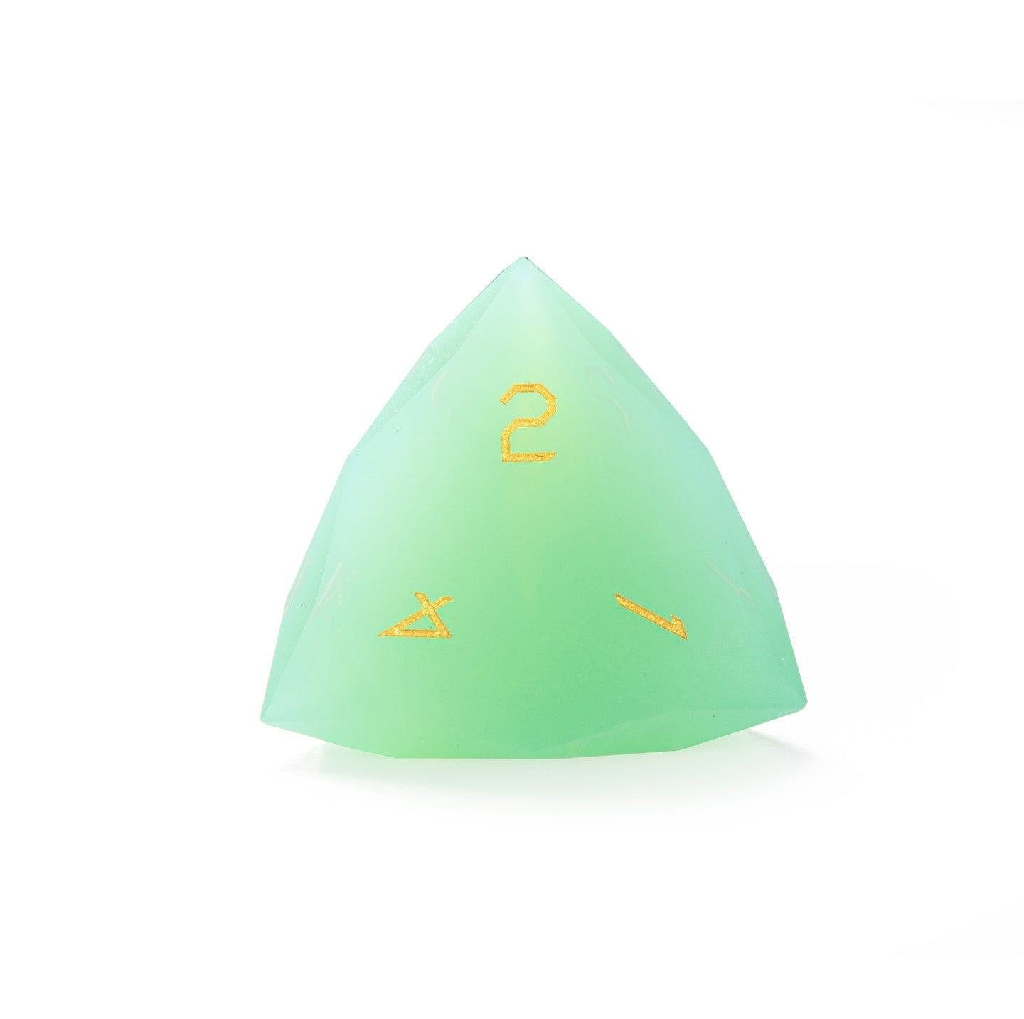 Ensemble de 7 dés en opaline verte taillée en diamant 
