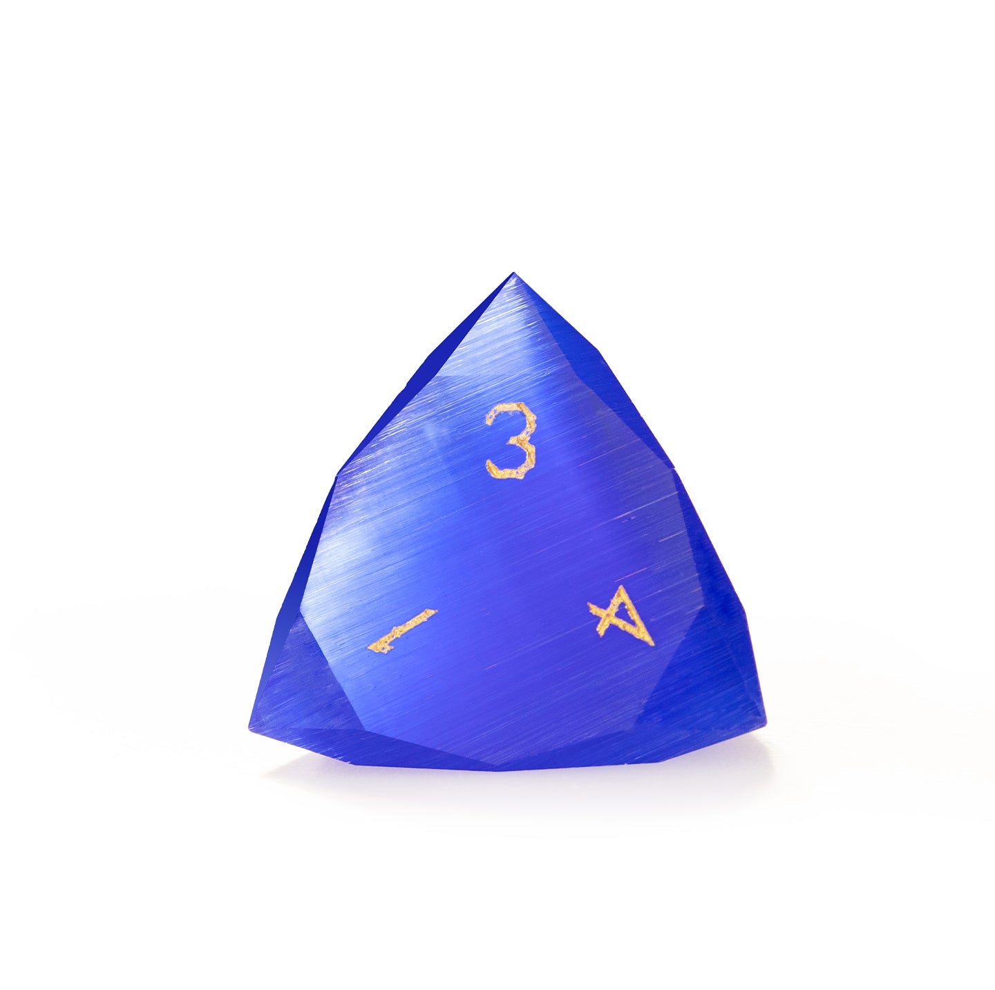 Ensemble de 7 dés en cristal œil-de-chat bleu royal taillés en diamant 
