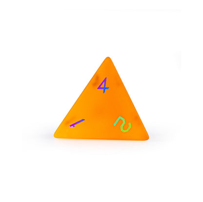 Ensemble de 7 dés polyédriques en verre plaqué orange ambré 