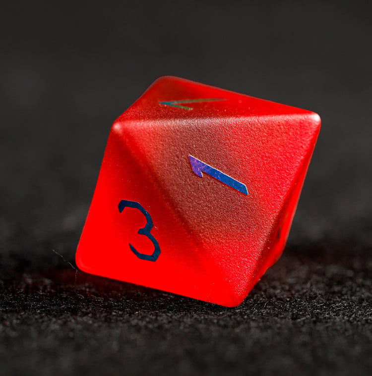 Crimson Red Plated Glass Polyhedral Dice Set | Red DND Dice