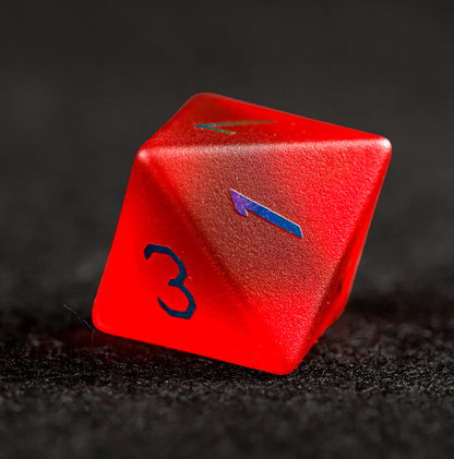 クリムゾンレッドメッキガラス 7ピース多面体ダイスセット