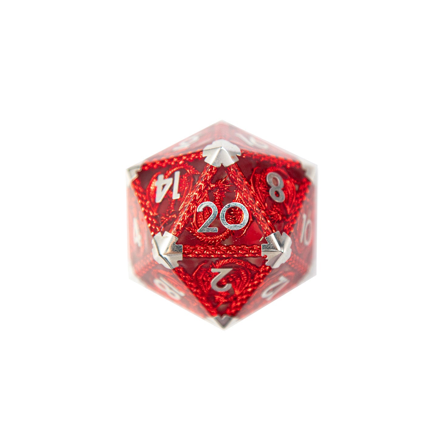 Flamme du Dragon Cramoisi - Dé à 20 faces (D20) - 40 mm 