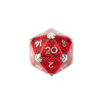 Flamme du Dragon Cramoisi - Dé à 20 faces (D20) - 40 mm 