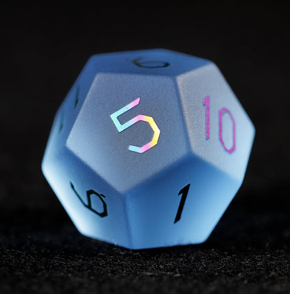 スカイブルーガラスメッキ多面体ダイス7個セット