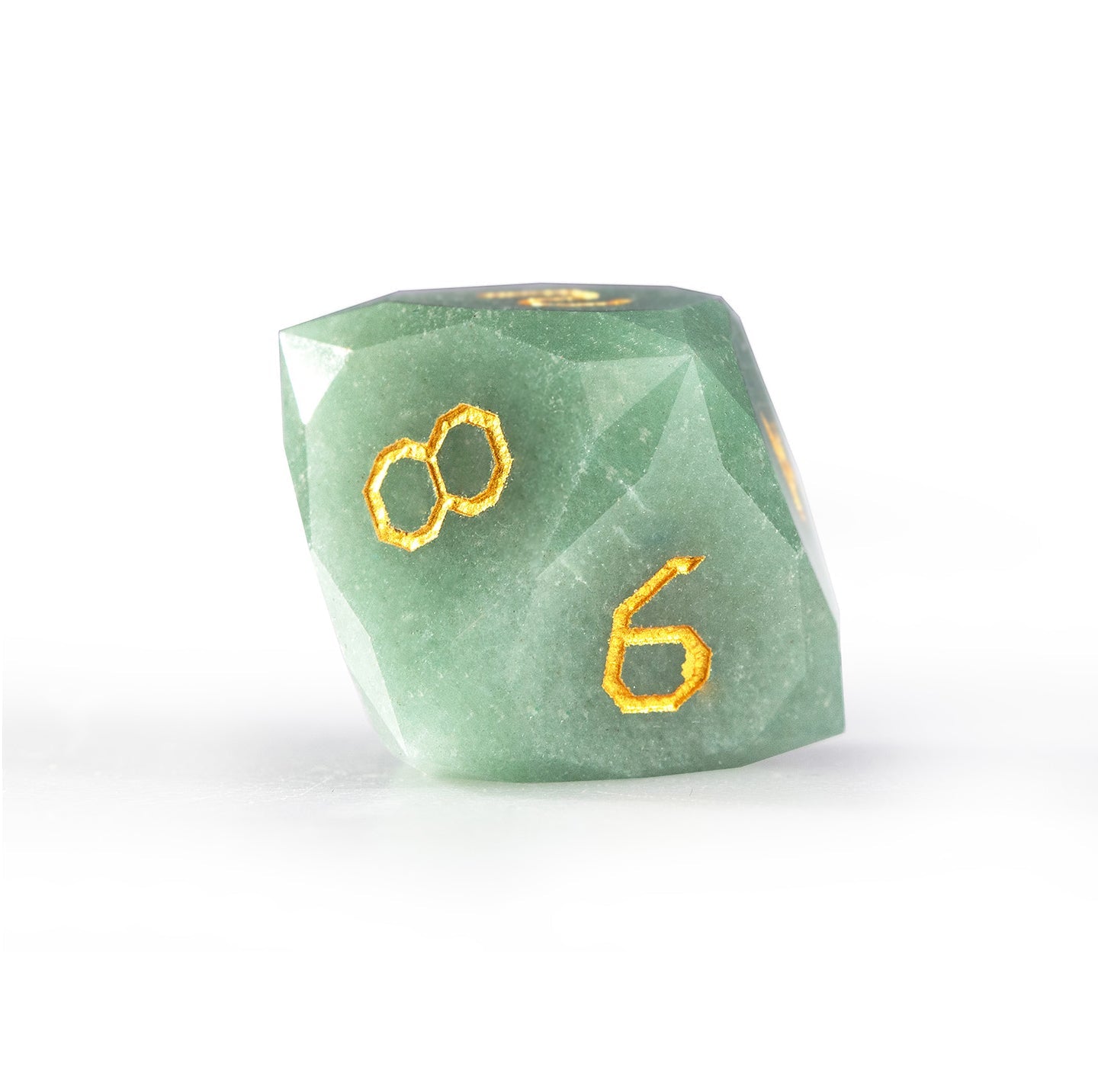 Ensemble de 7 dés en aventurine verte taillée en diamant 