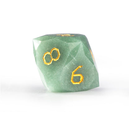 Ensemble de 7 dés en aventurine verte taillée en diamant 