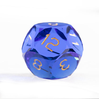Ensemble de 7 dés en cristal bleu royal taillé en diamant 