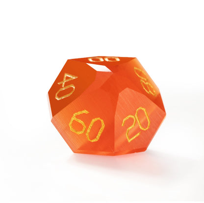 Ensemble de 7 dés en cristal œil-de-chat rouge taillé en diamant 