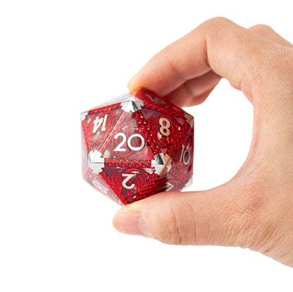 Flamme du Dragon Cramoisi - Dé à 20 faces (D20) - 40 mm 