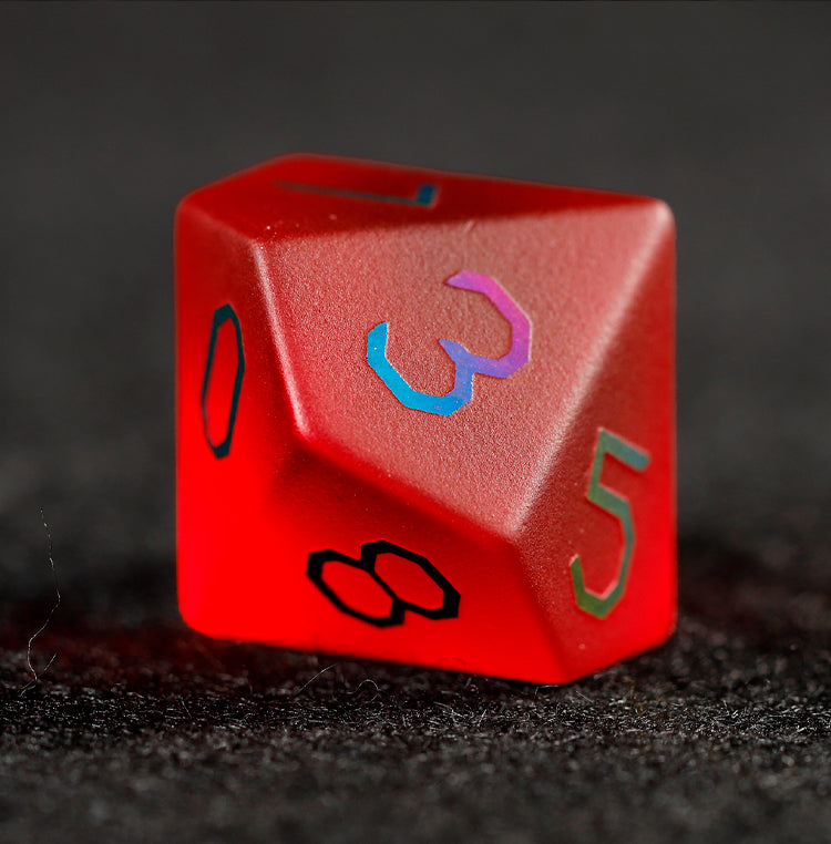 クリムゾンレッドメッキガラス 7ピース多面体ダイスセット