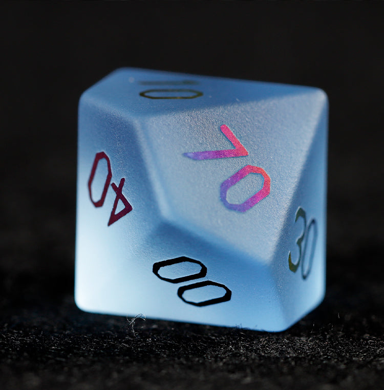 スカイブルーガラスメッキ多面体ダイス7個セット