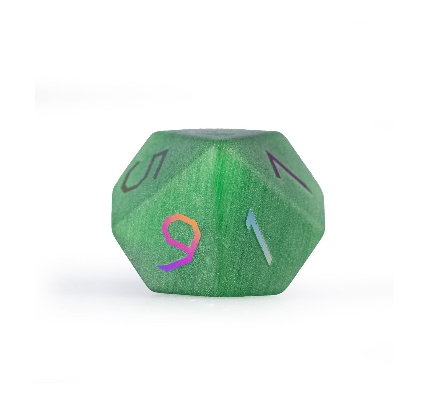 Ensemble de 7 dés polyédriques plaqués œil-de-chat émeraude 