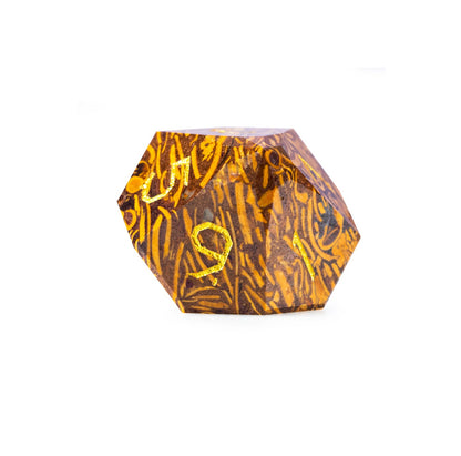 Ensemble de 7 dés en jade doré à facettes diamantées