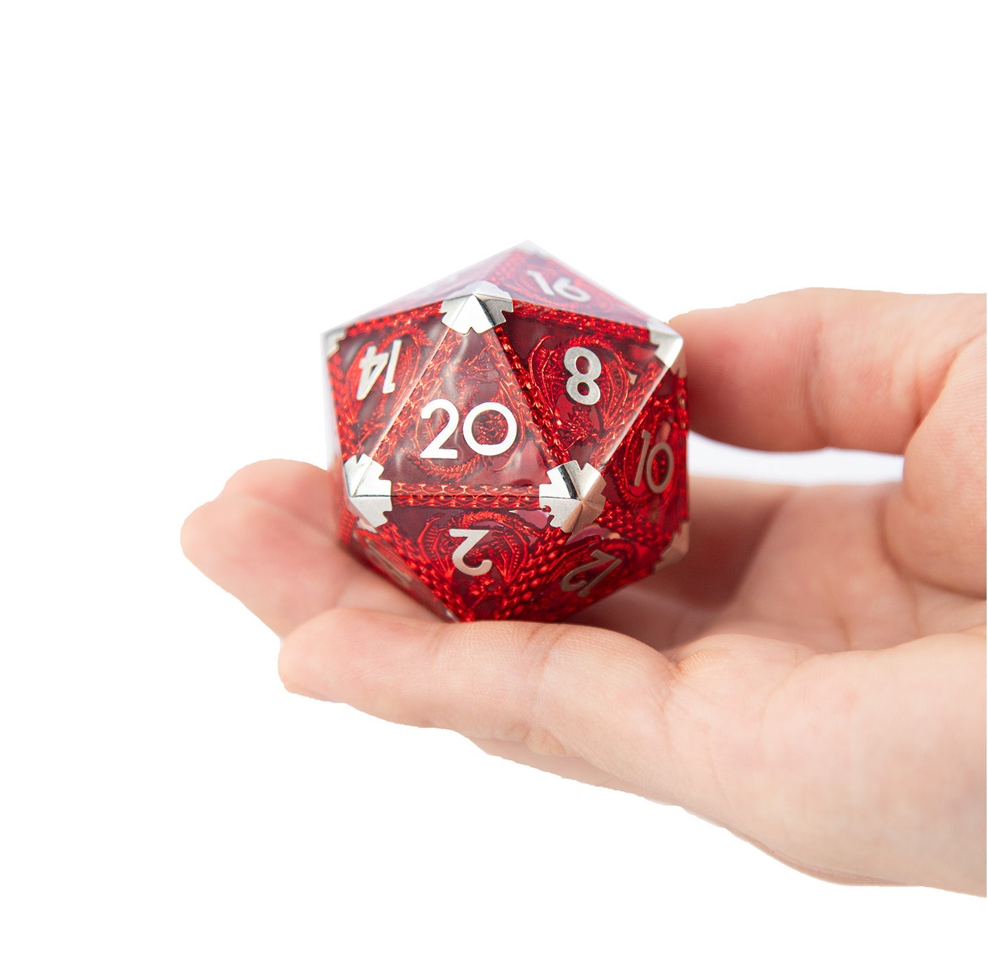 Flamme du Dragon Cramoisi - Dé à 20 faces (D20) - 40 mm 