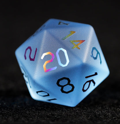 スカイブルーガラスメッキ多面体ダイス7個セット