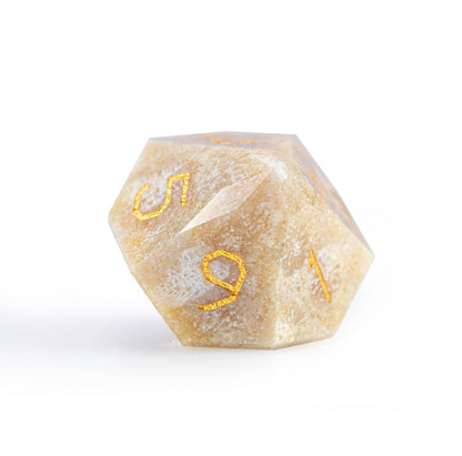 Ensemble de 7 dés à facettes diamantées en pierre chrysanthème 