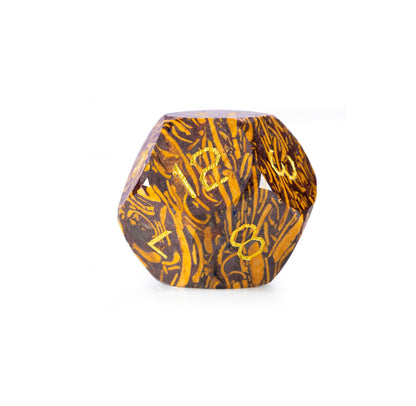 Ensemble de 7 dés en jade doré à facettes diamantées