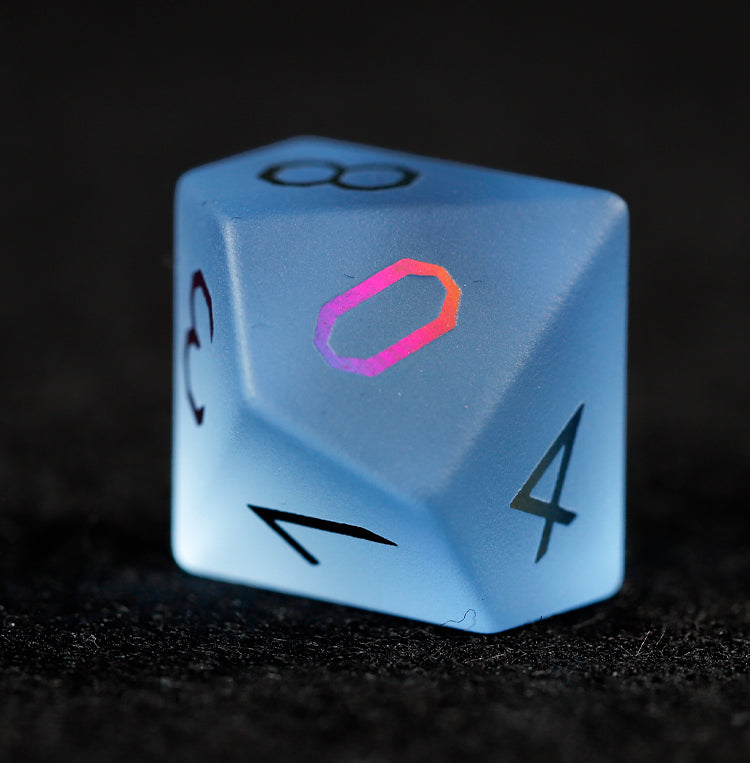 スカイブルーガラスメッキ多面体ダイス7個セット