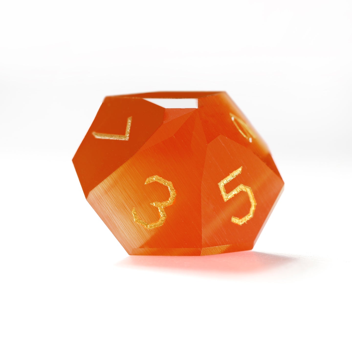 Ensemble de 7 dés en cristal œil-de-chat rouge taillé en diamant 