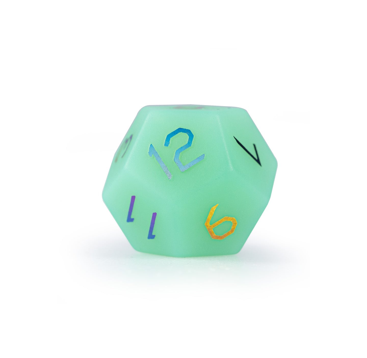 Ensemble de 7 dés polyédriques plaqués opaline verte 