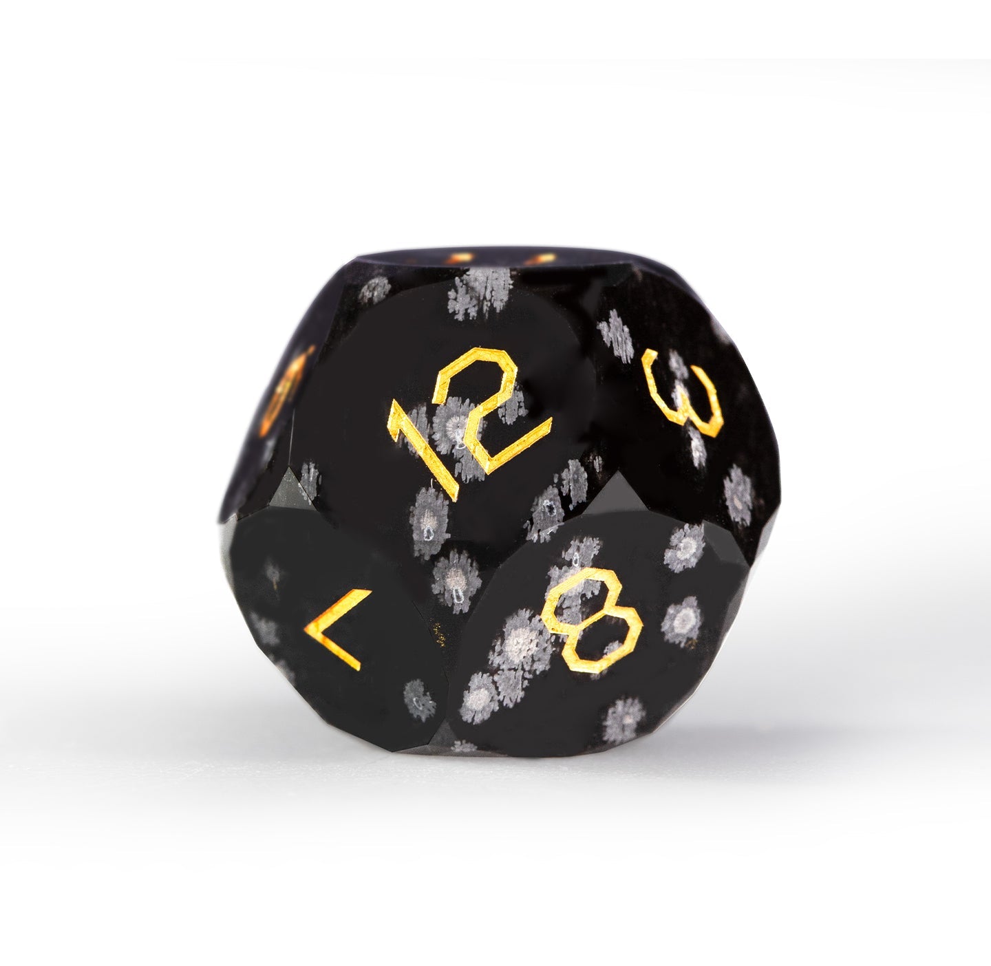 Ensemble de 7 dés en obsidienne flocon de neige taillée en diamant 