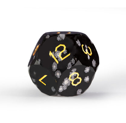 Ensemble de 7 dés en obsidienne flocon de neige taillée en diamant 