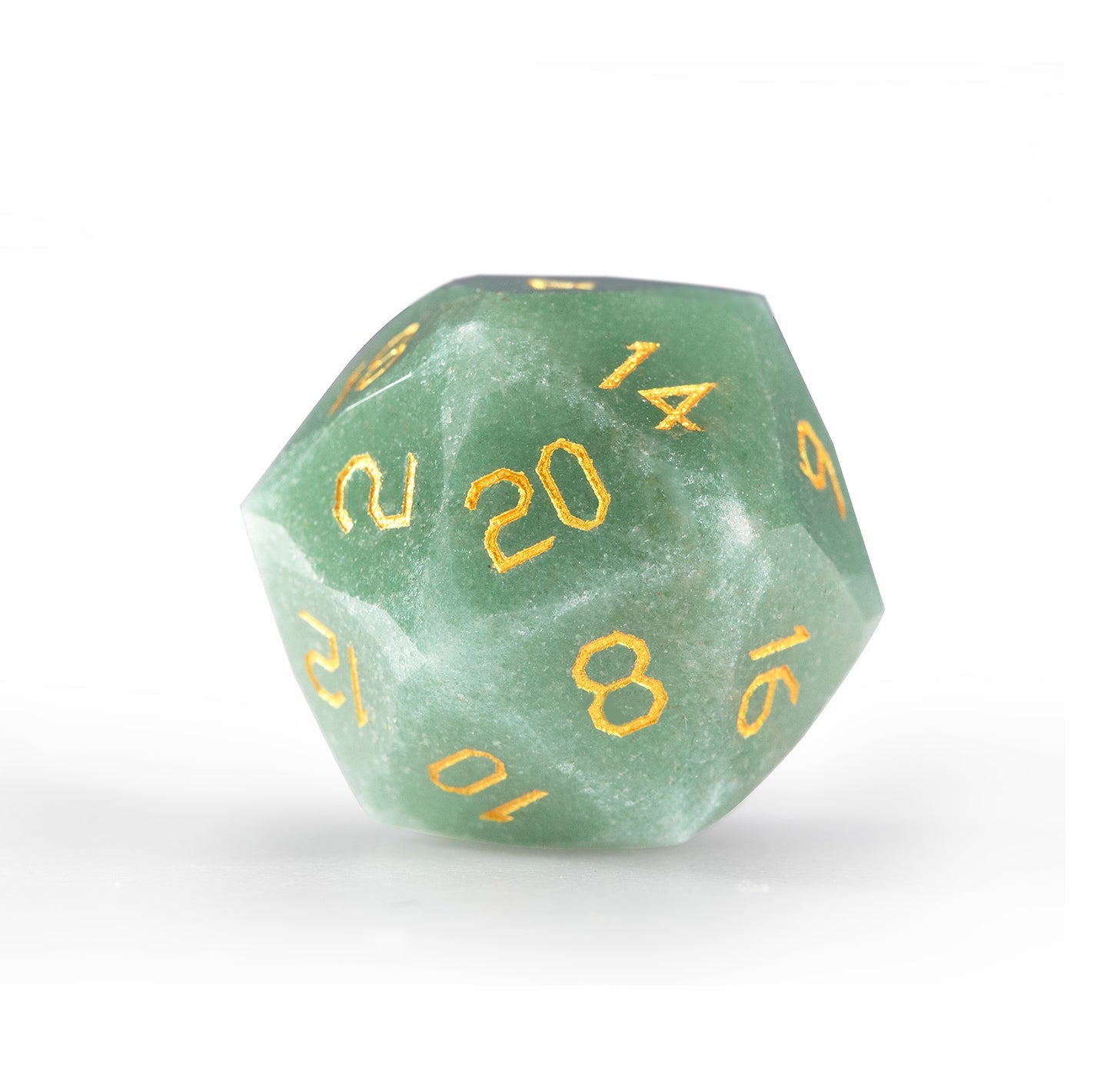 Ensemble de 7 dés en aventurine verte taillée en diamant 
