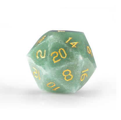 Ensemble de 7 dés en aventurine verte taillée en diamant 